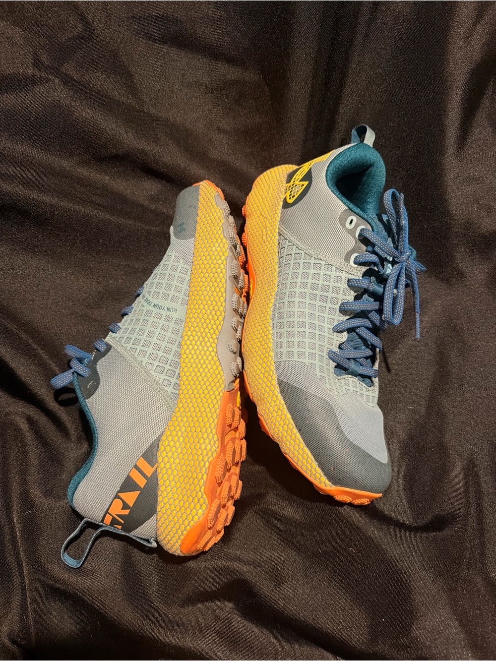 Under Armour Men's Gray and Orange Trail Sneakers